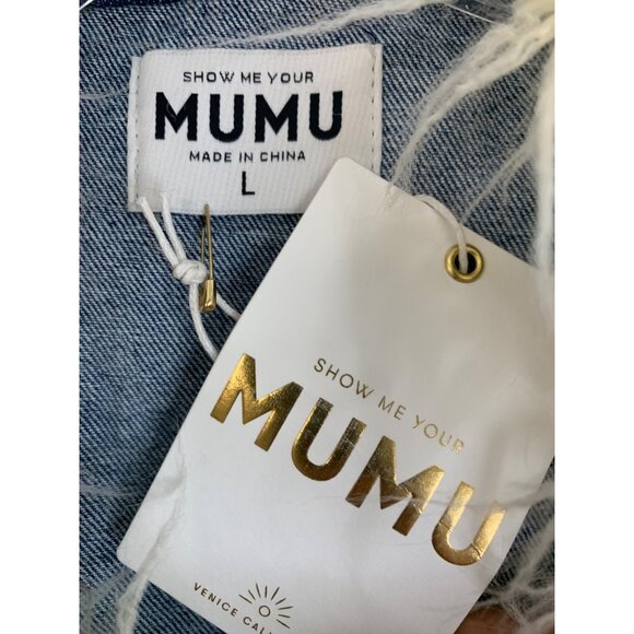 Rare New L Show Me Your Mumu Penny Lane Faux Fur Denim Coat RL10649 - Picture 10 of 14